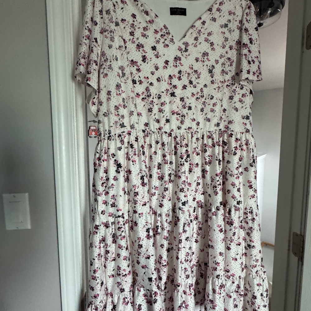 Lane Bryant Floral Midi Dress - Cream and Purple